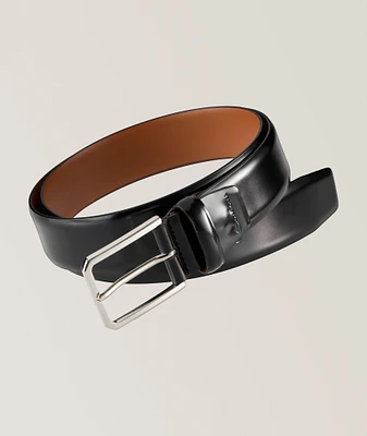 Square Buckle Hand-Polished Leather Belt