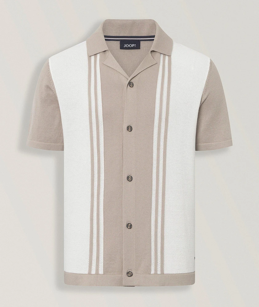 Striped Button-Down Knit Shirt