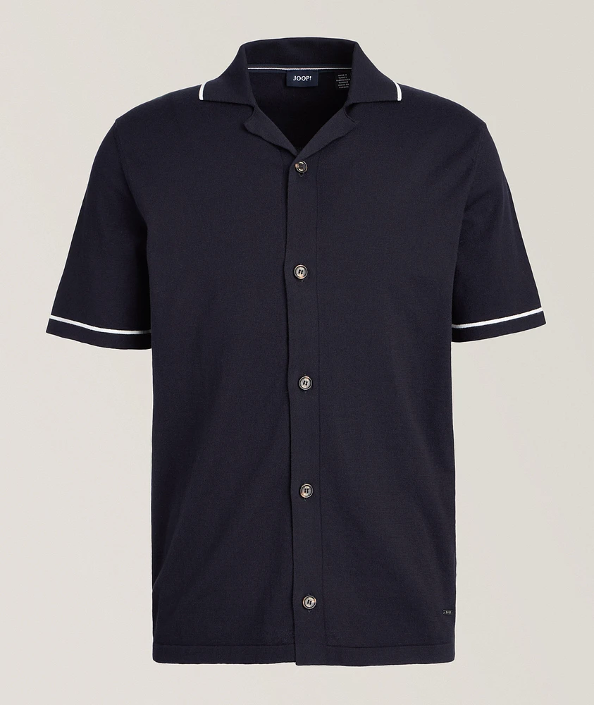 Contrast-Trim Cotton Knit Shirt