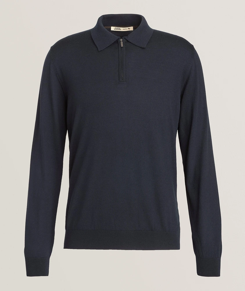 Virgin Wool Quarter-Zip Polo
