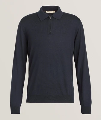 Virgin Wool Quarter-Zip Polo
