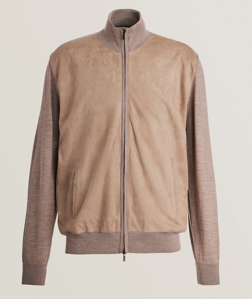 Virgin Wool & Suede Hybrid Sweater