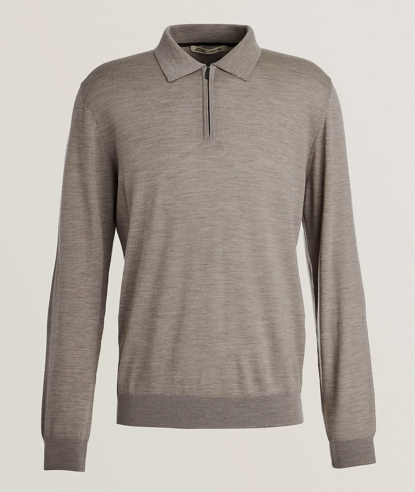 Virgin Wool Quarter-Zip Polo