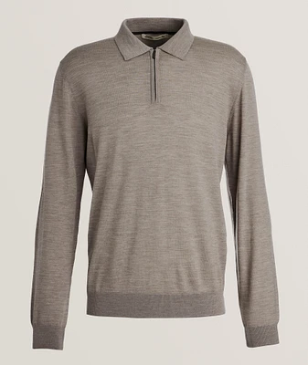 Virgin Wool Quarter-Zip Polo