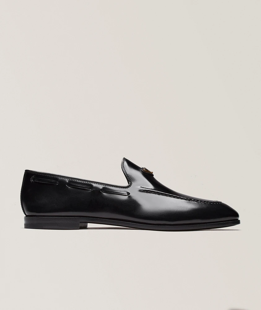 Logo Spazzolato Leather Loafers