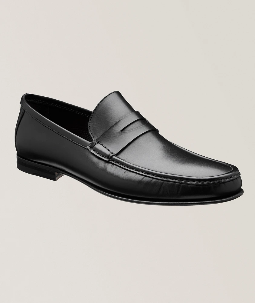 Leather Moc Toe Penny Loafers