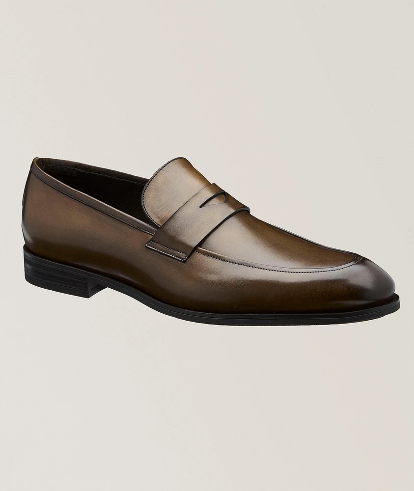 Jagger Burnished Leather Penny Loafers
