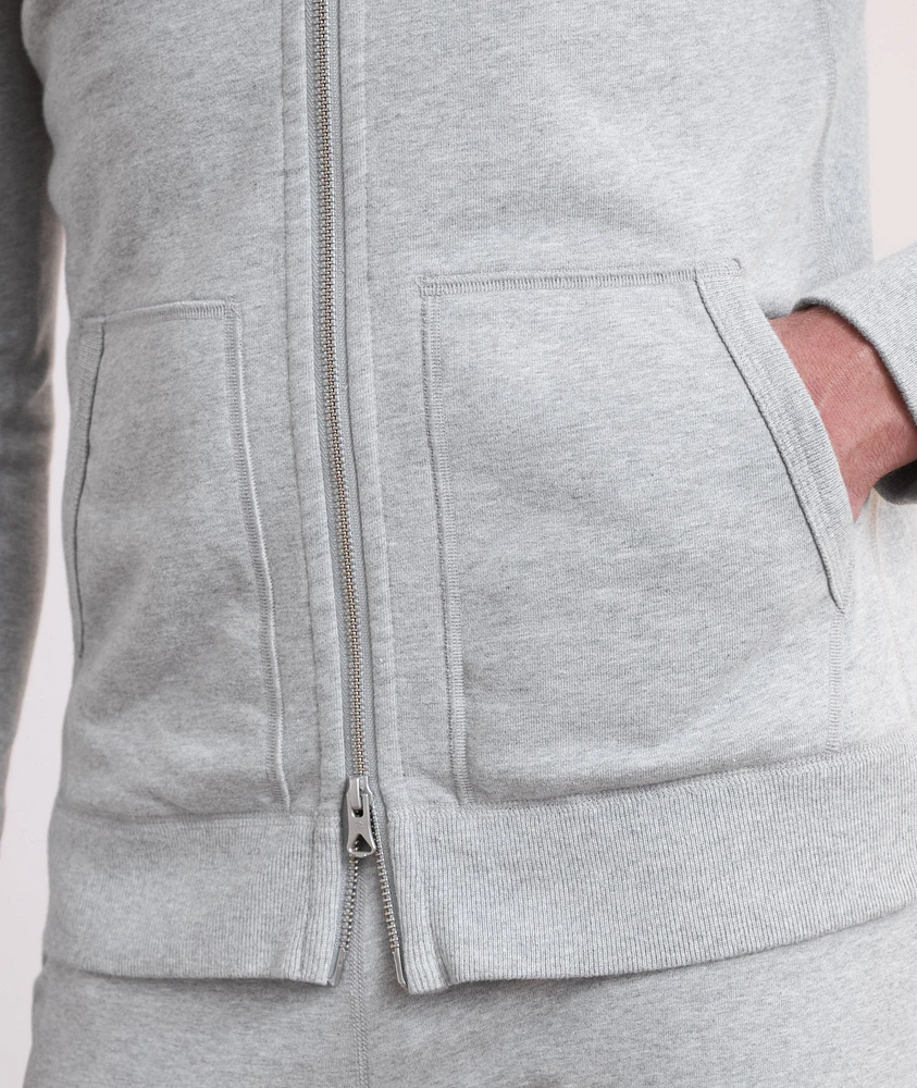 Terry Cotton Full-Zip Hooded Sweater