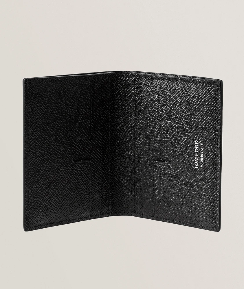 Grain Leather T Line Folding Cardholder