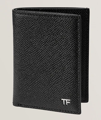 Grain Leather T Line Folding Cardholder
