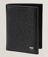 Grain Leather T Line Folding Cardholder