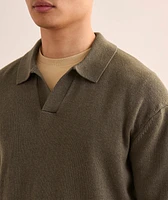 Wool-Silk Cuban Collar Sweater
