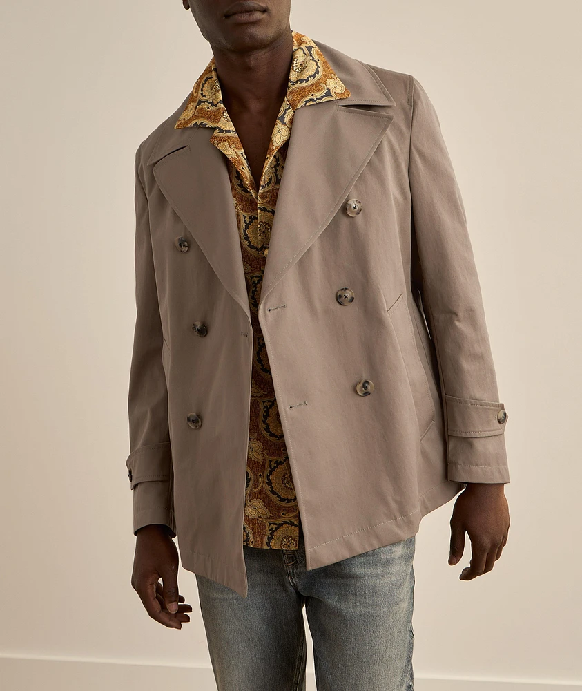 Cabos Cotton Twill Double-Breasted Peacoat