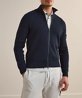 Ribbed Cotton Zipper Cardigan