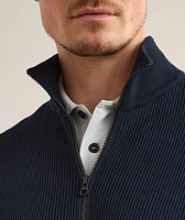 Ribbed Cotton Zipper Cardigan