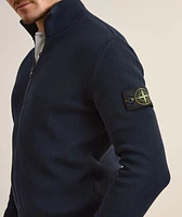 Ribbed Cotton Zipper Cardigan