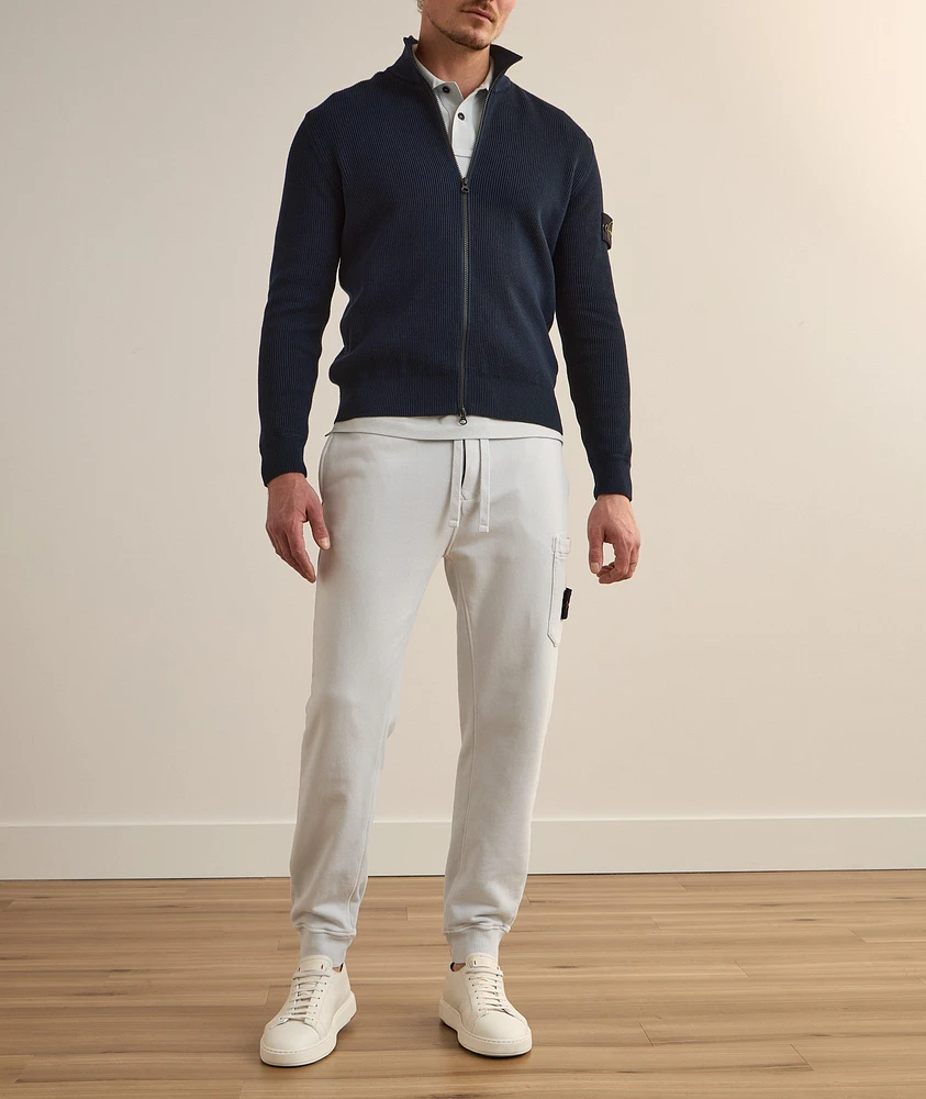 Ribbed Cotton Zipper Cardigan