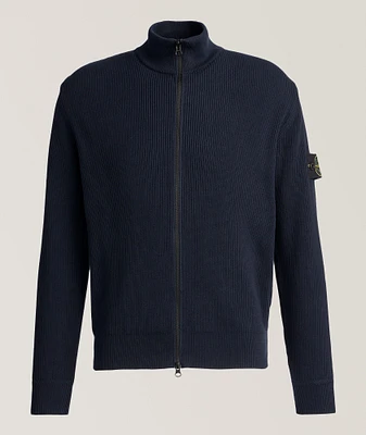 Ribbed Cotton Zipper Cardigan