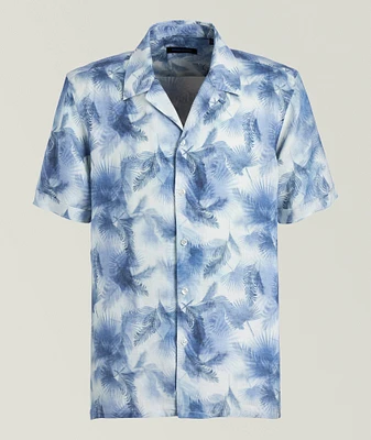 Palm Print Linen Camp Shirt