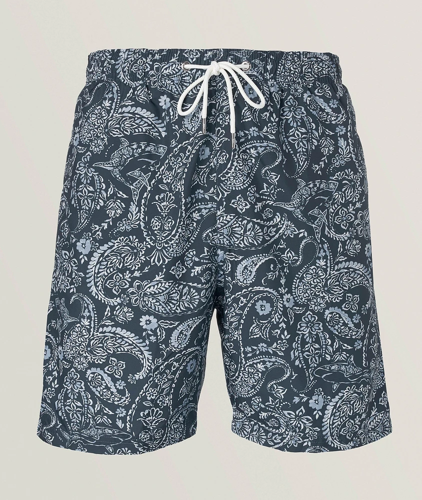 Paisley Swim Shorts & Zip Pouch Set