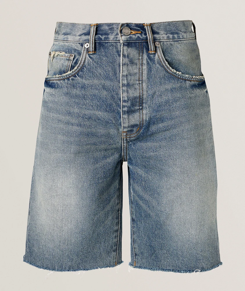 P059 Cast Iron Distressed Denim Shorts