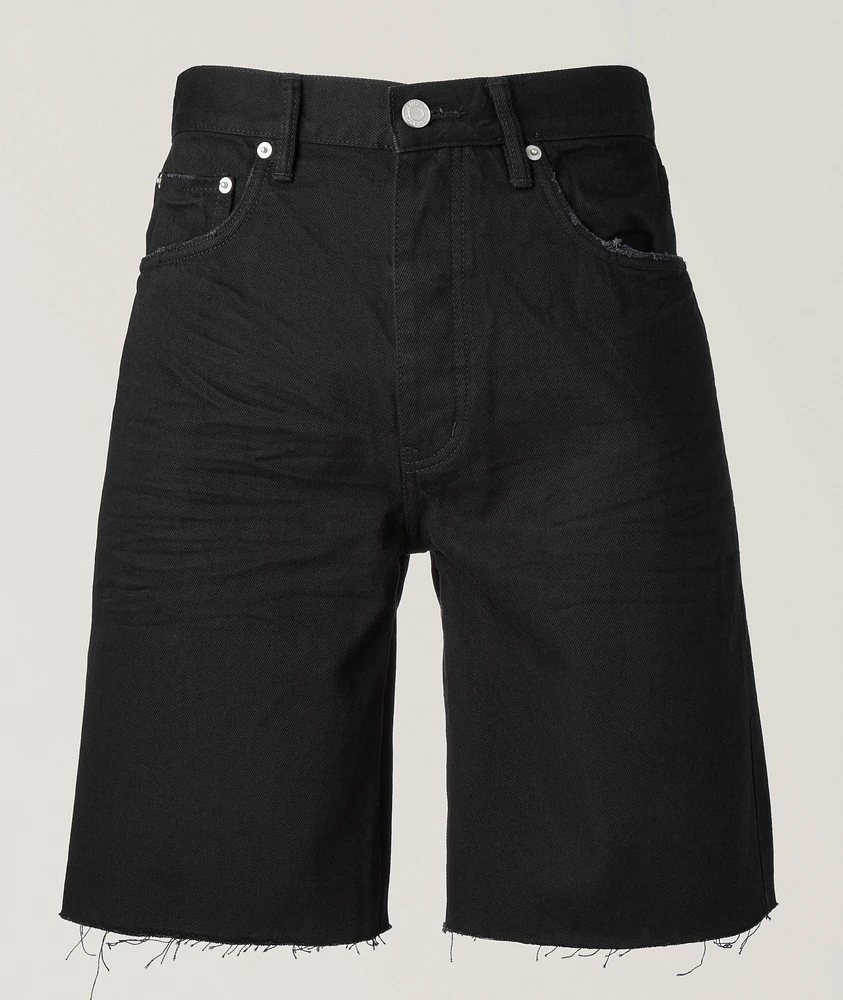 P059 Midnight Frayed Denim Shorts