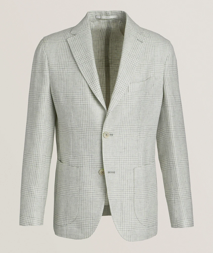 Glen Plaid Linen-Wool-Silk Sport Jacket
