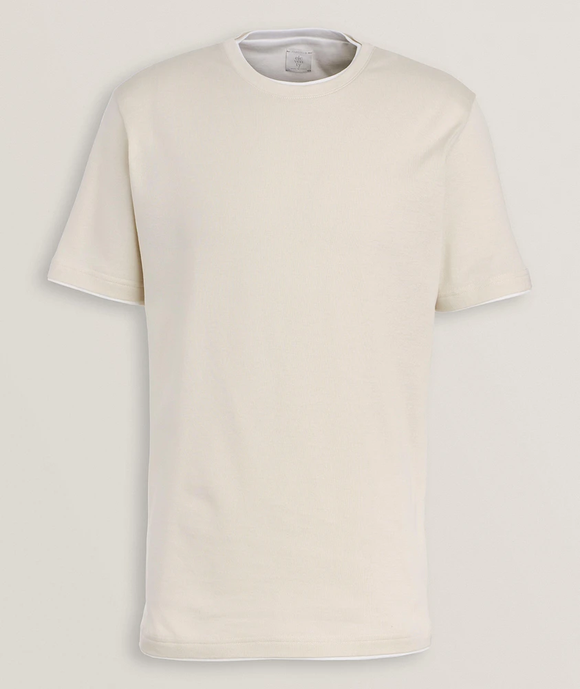 Contrast Tipped Stretch-Cotton T-Shirt