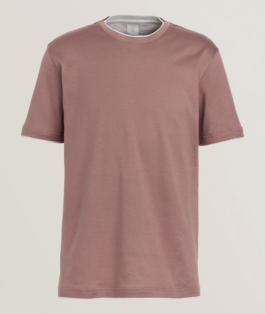 Contrast Tipped Stretch-Cotton T-Shirt