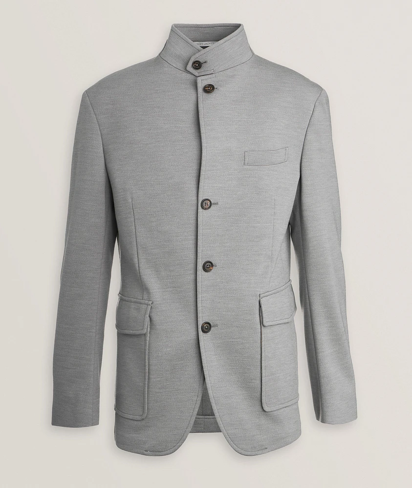Stand Collar Wool-Blend Jacket