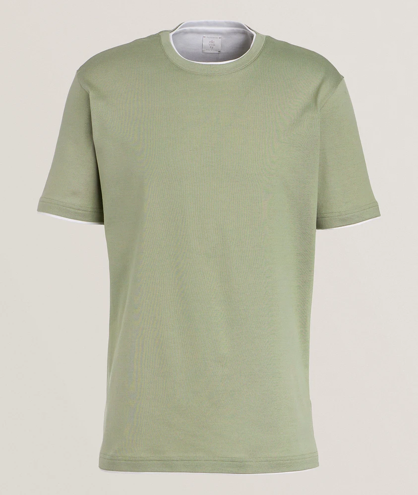 Contrast Tipped Stretch-Cotton T-Shirt