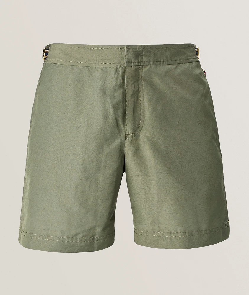 Bulldog Linen-Blend Tape Swim Shorts