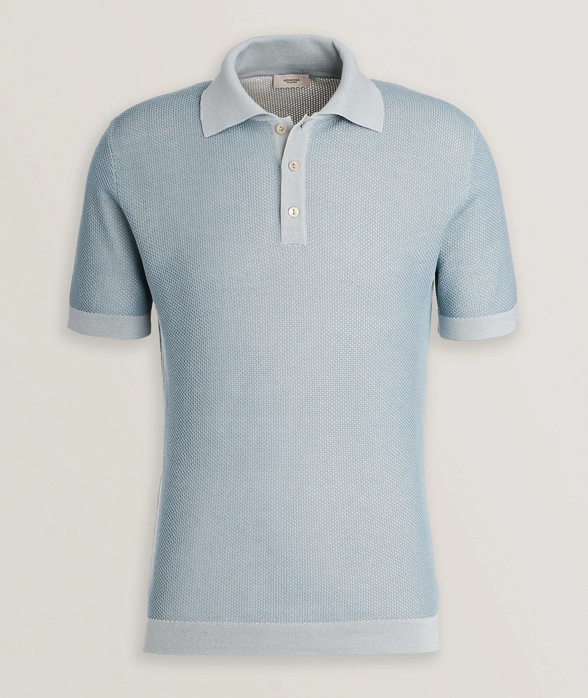 Textured Silk-Cotton Polo Shirt