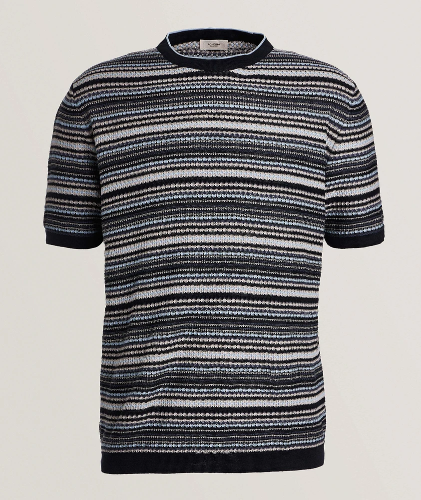 Textured Striped Knit T-Shirt