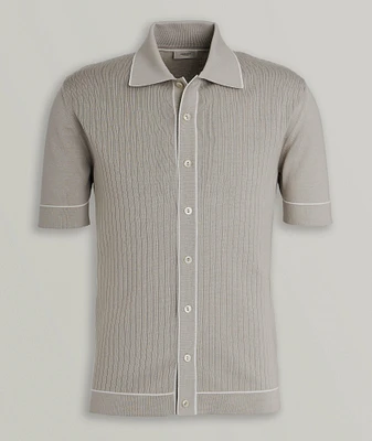 Tipped Full-Button Textured Polo