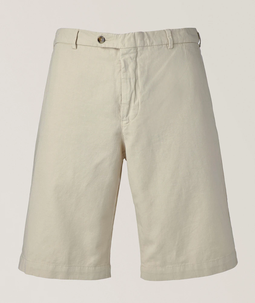 Cotton-Linen Blend Bermuda Shorts