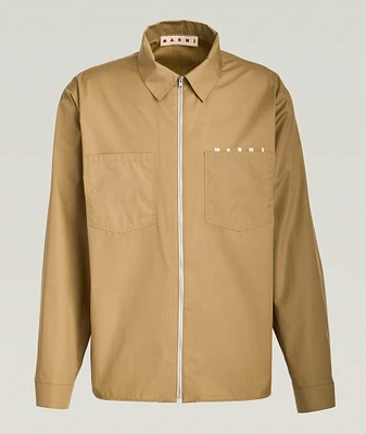Cotton Poplin Zip-Up Overshirt