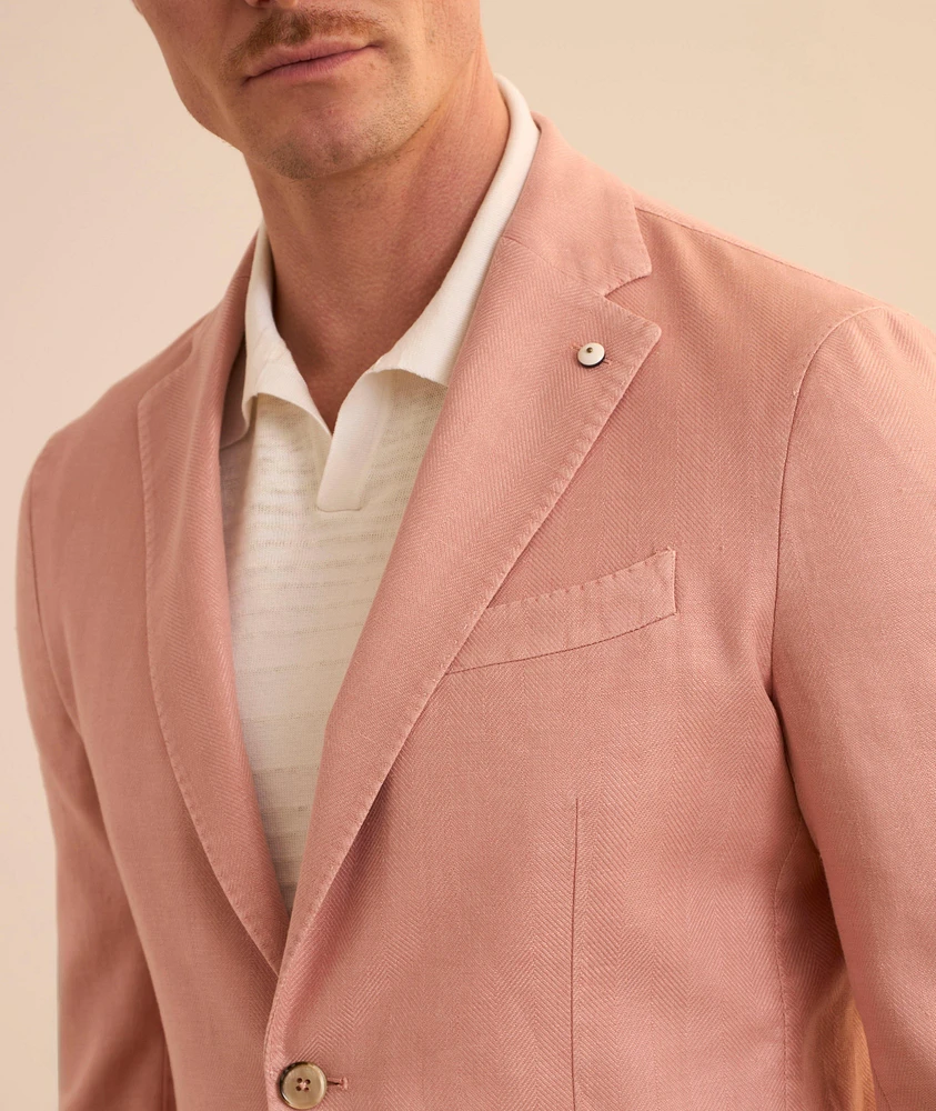 Herringbone Linen-Cotton Sport Jacket
