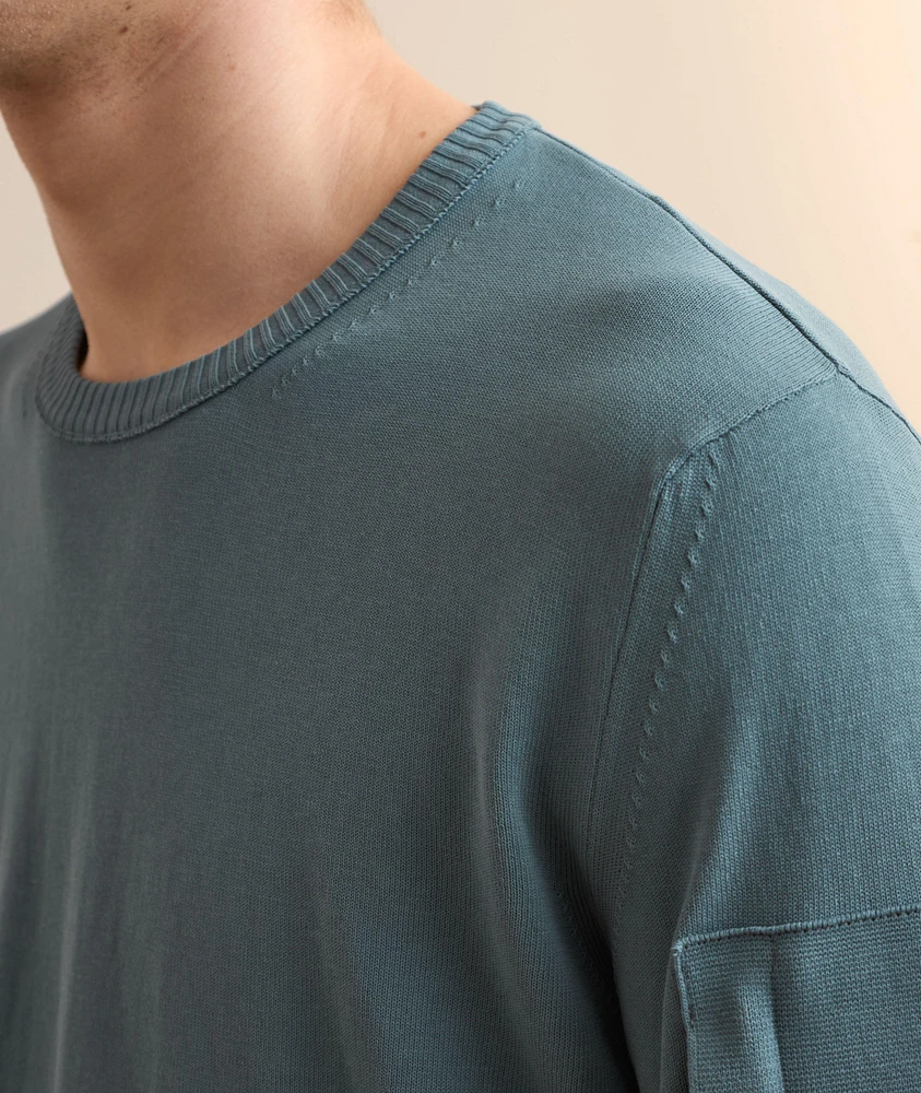 Cotton Crepe Knit Sweater