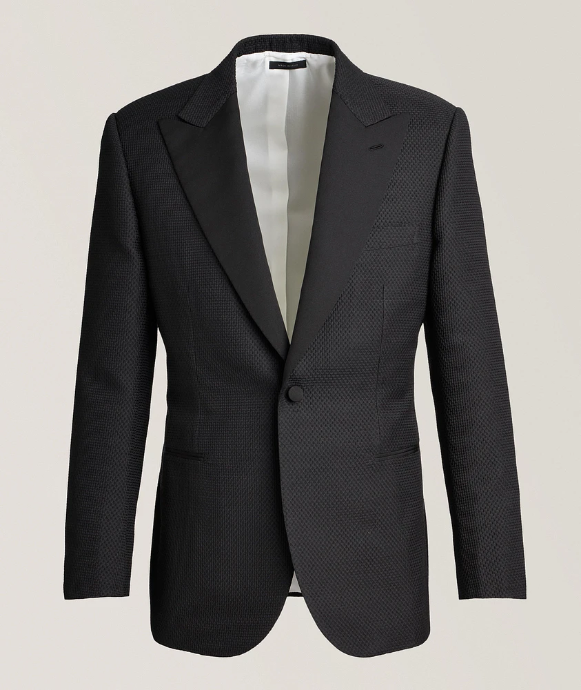 Basketweave Silk-Wool Cocktail Jacket