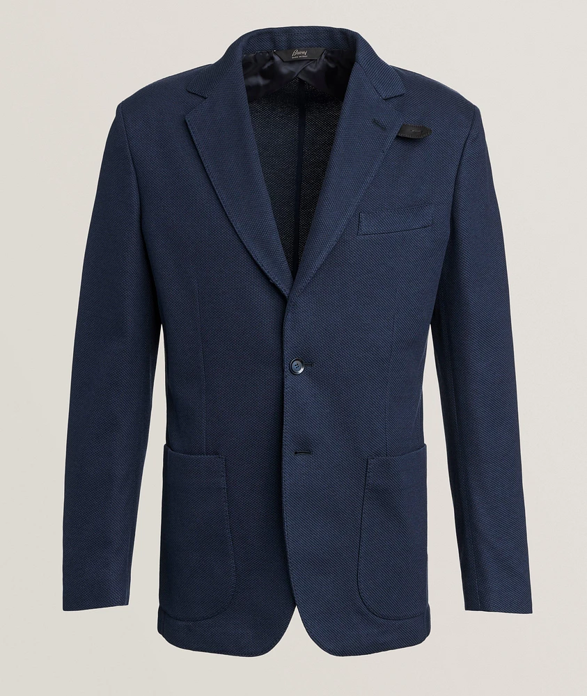 Silk-Cotton Piqué Jersey Sport Jacket