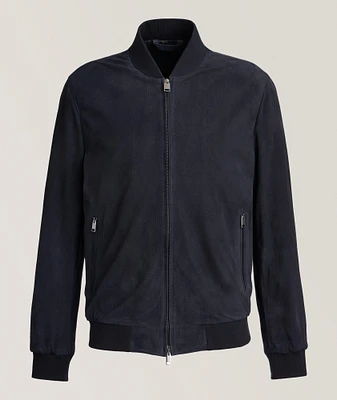 Perforated Nappa Leather Bomber Jacket
