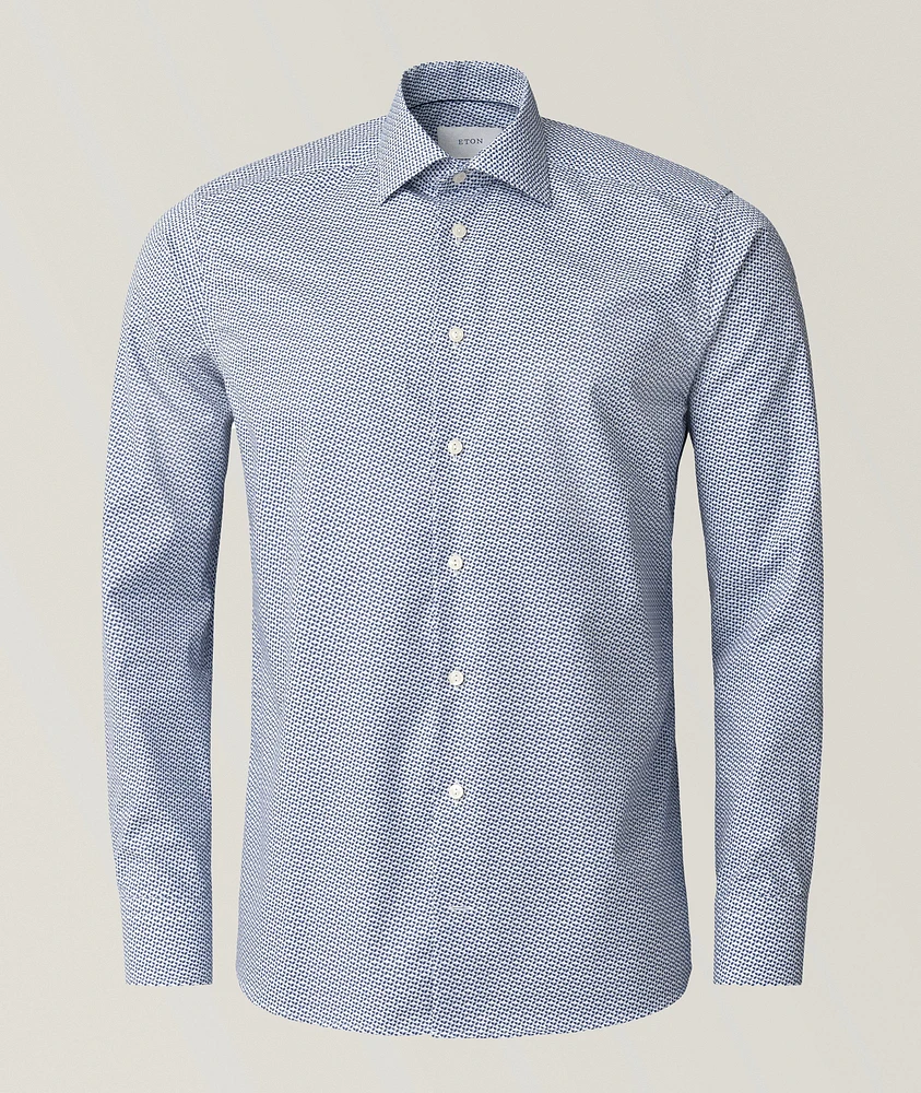Slim-Fit Micro-Geometric Dress Shirt