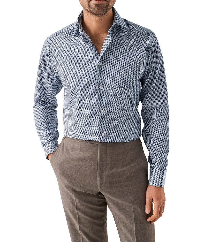 Slim-Fit Micro-Geometric Dress Shirt