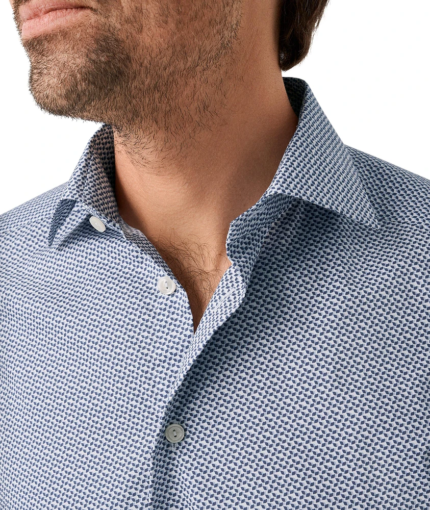 Slim-Fit Micro-Geometric Dress Shirt