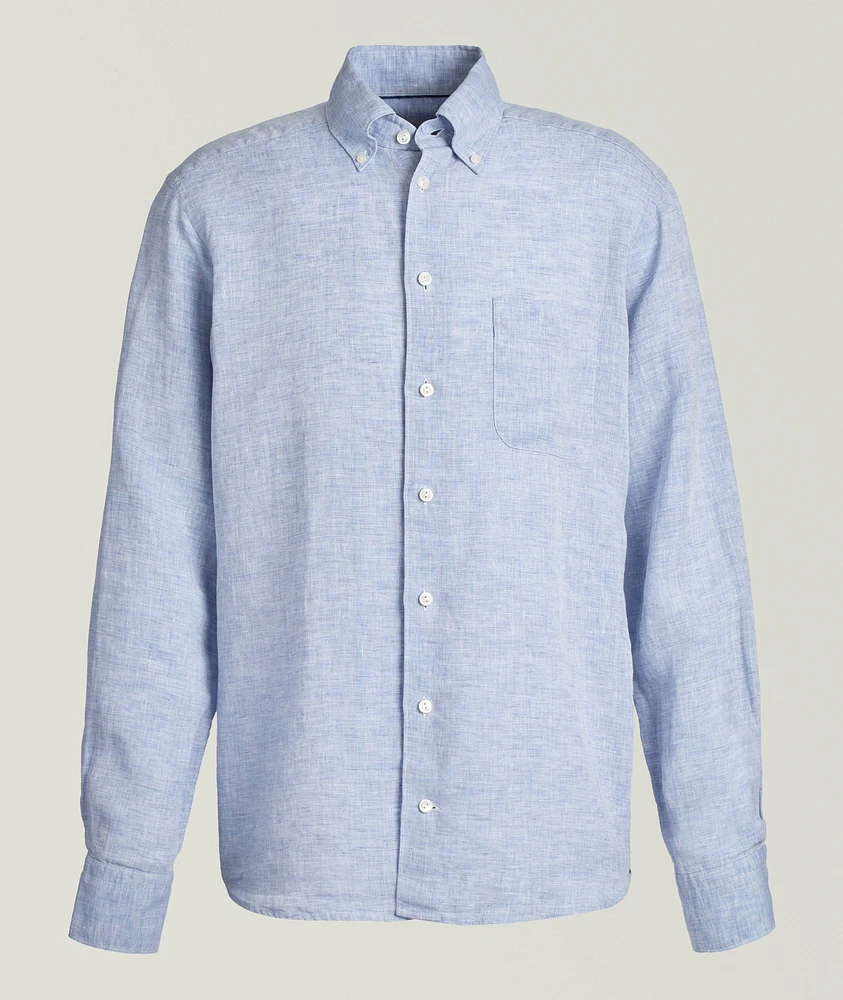 Contemporary-Fit Solid Linen Shirt