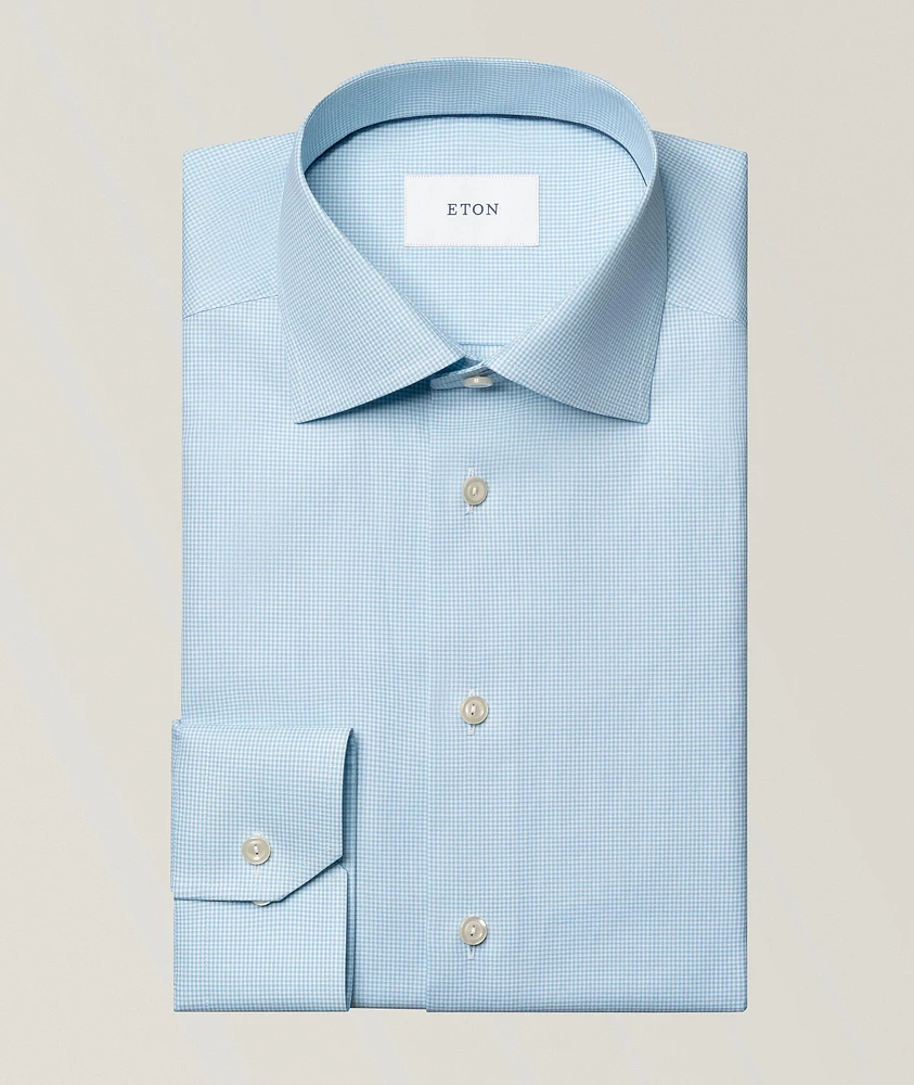Slim-Fit Fine Check Twill Dress Shirt