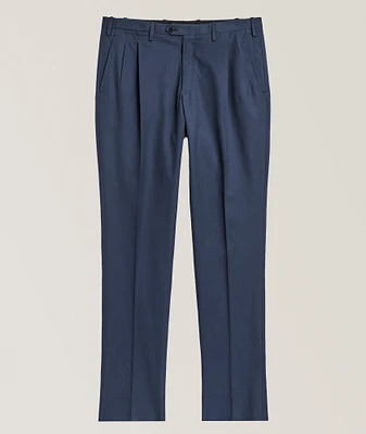 Stretch-Cotton Double Pleated Dress Pants