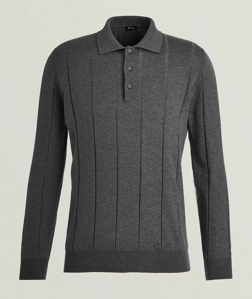 Cotton Wide Rib-Knit Polo