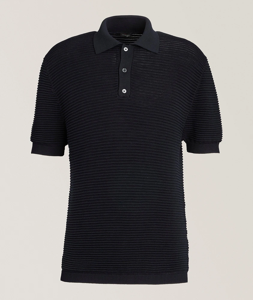 Waffle-Knit Silk-Cotton Polo